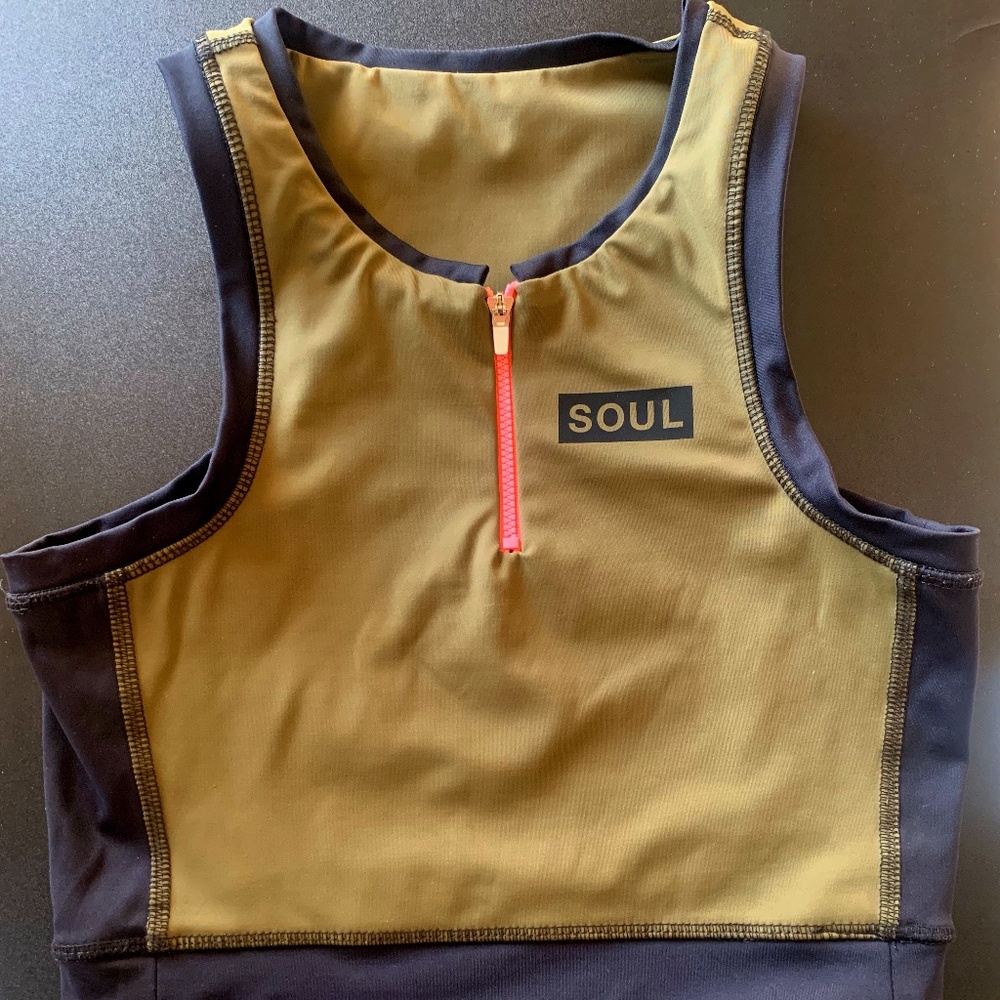 SOULCYCLE Performance Green Black Crop Top Sports Bra